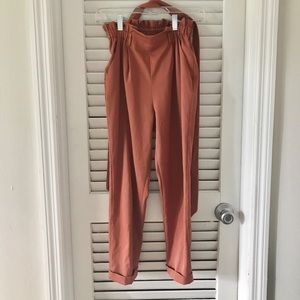 Rust / terracotta high waisted paperbag pants